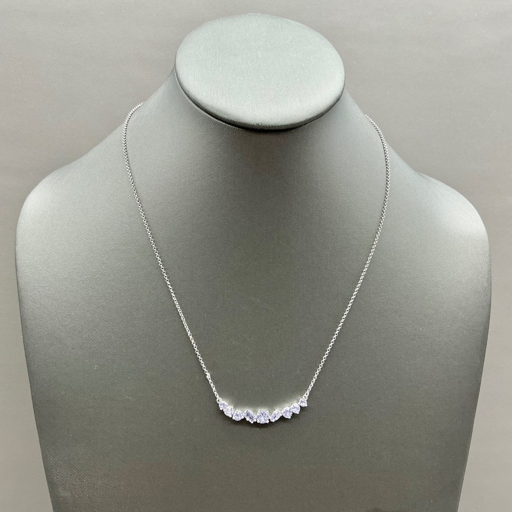 Bomb Party Necklace Women Silver Tone Lavender Stone Curved Bar Fashion Jewelry